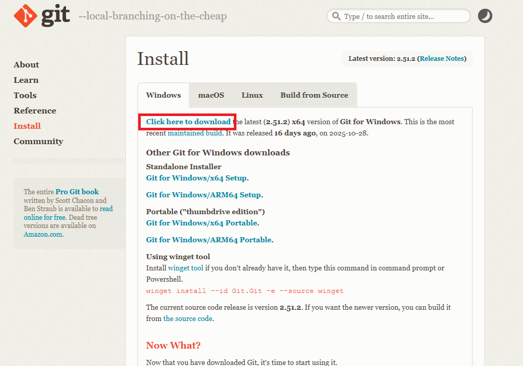 Git Setupウィザードのウェルカム画面。Nextボタンが表示されている